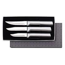 Rada Cutlery Paring Knife Set &ndash; 3 Knives with Stainless Steel Blades And Brushed Aluminum Handles Made in the USA