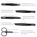 FIXBODY Tweezers Set 5-Piece - Professional Stainless Steel Tweezers with Curved Scissors, Best Precision Tweezer for Eyebrows, Splinter & Ingrown Hair Removal with Leather Travel Case (A4)