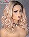 K'ryssma Bob Lace Front Wig Ombre 2 Tone Dark Roots to Light Orange Synthetic Wig Middle Part Wavy Short Wig Heat Resistant