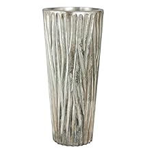 AUF001 - Maceta de Fibra de Vidrio de 63,5 cm de Alto, autógrafo, Color Negro