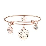 Sister Friend Expandable Charm Inspirational Bangle Bracelets Always My Sister Forever My Friend