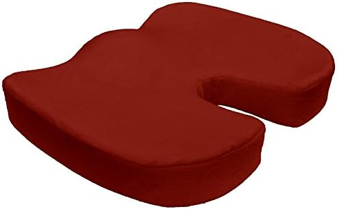 Coccyx Orthopedic Memory Foam Office Chair and Car Seat Pad Comfort Cushion for Back Pain and Sciatica Relief (Burgundy)