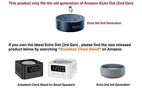 Clock Stand for Amazon Echo Dot (only fits with The Previous Generation of Echo Dot - Echo Dot 2nd Gen) - White