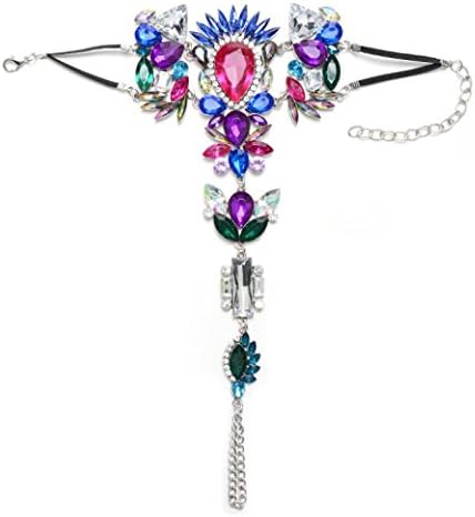 BEUU Europe And The United States Exaggerated Popular Alloy Inlaid Gemstones Crystal Rhinestones Gem Flower Pendant Ankle Barefoot Sandal Foot Jewelry Anklet Jewelry Fashion Chain Women (Multicolor)
