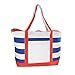 DALIX Striped Boat Bag Premium Cotton Canvas Tote in Red White Royal Blue