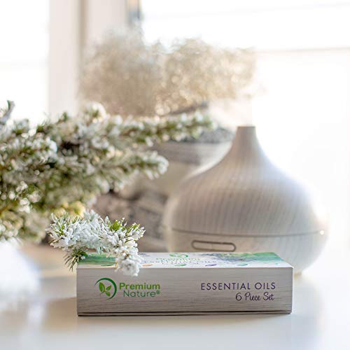 Premium Nature Diffuser & Essential Oils Gift Set Sets Idea Aroma Humidifier Tank & Top 6 Essential Oil Bottles, Auto Shut-Off & 7 Color LED Lights Aromatherapy Improved Sleeping and Breathing
