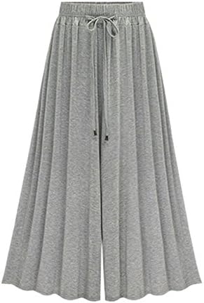 Ainovile Women's High Waist Wide Leg Culottes Pants Palazzo Trousers Small Grey