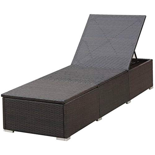 Tidyard Sonnenliege Rattan mit Auflage Gartenliege Liegestuhl Rattanliege Outdoor Sonnenstuhl Gartenmöbel Relaxliege für Garten Balkon Terrasse Schwimmbad, Braun – Bild 3
