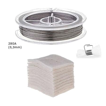 Kanthal Draht, RBA Selbstwickel Verdampfer Zubehör Set, Japanese Bio Baumwolle + Selbstwickeldraht (Kanthal A1, 28AGW)