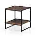 FURINNO Modern 2-Tier End Table, Dark Walnut