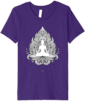 Kids Spiritual T-Shirt: Sitting Buddha Meditating on Lotus Flower 10 Purple