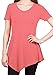 [DRSKIN] WS05 Women Handkerchief Hem Short Sleeve Long Tunic Top. (XL, Coral pink)