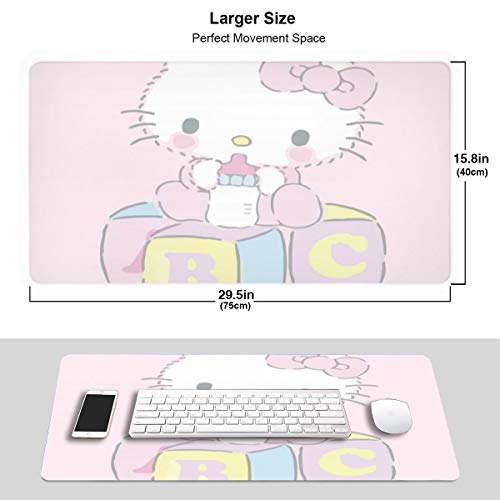 Large Mouse Pad Cute Hello Kitty Gaming Mousepad for Computer PC and Keyboard Laptop-29.5x15.7x0.1IN