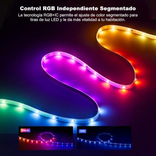 Yeelight 5M RGB+IC Smart LED Strip Compatible with Matter, Alexa, Google Home and Apple HomeKit, Strip Lights with App Control (E1 Hub Required), DIY Segments and Music Sync, for Living Room