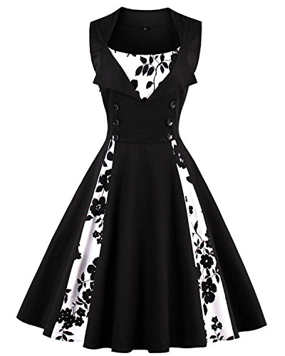 Zaful women s vintage 50s style floral sleeveless butto…