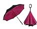 Inverted Umbrella Double Layer Windproof UV Protection Sun&Rain Car Reverse folding Umbrellas Cute Travel Umbrella Manually Rain Windproof Anti-UV Star Flower Umbrella for Easy Carrying Pure-Rose