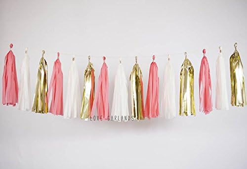 Ivory Gold Coral Tassel Garland, Coral Tassel Garland, Coral Garland, Cake Smash, Coral Birthday Banner, Coral Baby Shower, Coral Bridal Shower