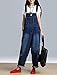 Mordenmiss Women's Rompers Wide Leg Pants Strapless Denim Jumpsuit with Pockets, Style-3 Torn Dark Blue, One Size