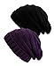 NYfashion101 Exclusive Oversized Baggy Slouchy Thick Winter Beanie Hat - 2 Pack, Black & Dark Purple