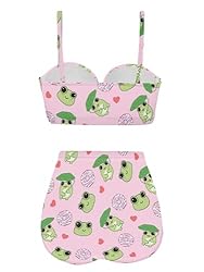 Howilath Halter Bikini Cute Cartoon Frog Swimsuits