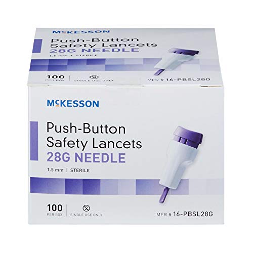 McKesson 28 Gauge Push Button Safety Lancets, Sterile, 1.5 mm Depth