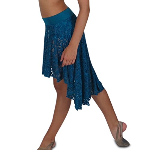 Lace Dance Skirt Youth, Uneven Hem Dance Skirt, Girls High Low Dance Skirt, Choose your Color