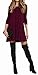 VIISHOW Women's Casual Plain Simple T-shirt Loose Pocket Dress With Pockets Wine red M