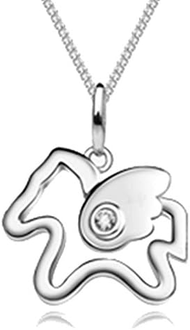 SWEETIE 8"ANIMALS" 18K White Gold Plated Sterling Silver Necklace Cubic Zirconia Pendant for Women