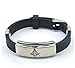Freemason Masonic Bracelet - Stainless Steel & Rubber Freemason Masonic Wristband/Wristlet with Watch Style Clasp - Freemason's Jewelry for Free Masonry Member. Free Masons Masonary Design