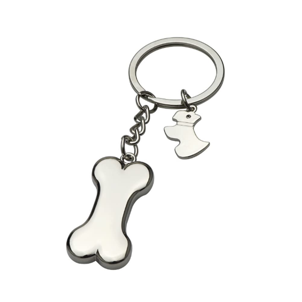 ARFUKA Keychain Dog and Bone Pendant Keyring Key Chain Alloy Metal Key Ring Gift for Men and Women Silver
