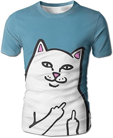 RTHSXW Men's T-Shirt Middle-Finger Cat Short Sleeve Tee Full 3D Graphic Printed Tank