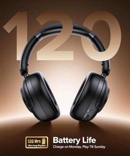 Hybrid Active Noise Cancelling Headphones, Bluetooth 6.0 Wireless Headphones Over Ear Headset with 120H Playtime, Hi-Res Audio, 5-ENC Mic, 35dB ANC Headphone Transparency Mode for Travel Office Gaming