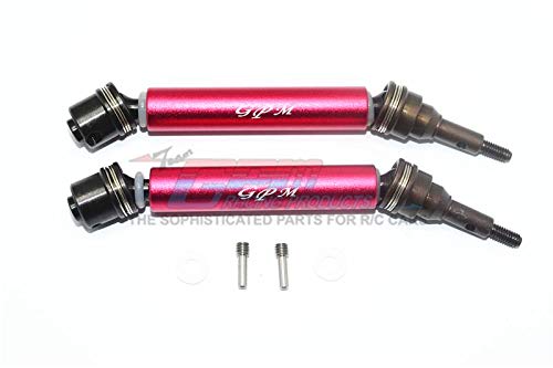 GPM Traxxas XO-01 Supercar Upgrade Parts Harden Steel #45 Front Axle CVD Drive Shaft with Alloy Body - 1 Pair Set Red