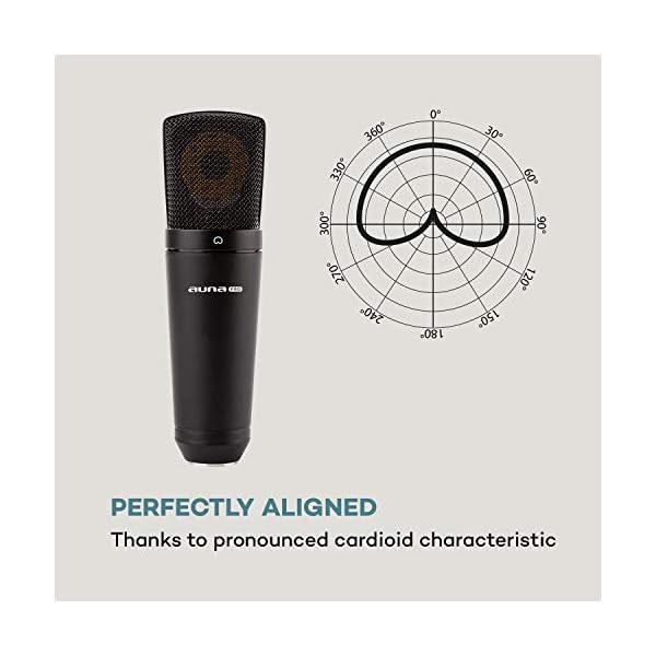 auna MIC-920B - USB Kondensator-Mikrofon, Nierencharakteristik, Metallgehäuse, Frequenzbereich: 30 Hz - 18 kHz, 22 mm… – Bild 4