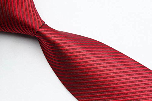 Wehug Men's Classic Solid Tie Silk Woven Necktie Jacquard Neck Dark Red Ties For Men LD0053