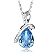 NEEMODA Gifts for Women Sapphire Blue Crystal Pendant Necklace Fashion Jewelry Gifts for Her Girls Birthday Anniversary Valentines Mothers Day White Gold Plated