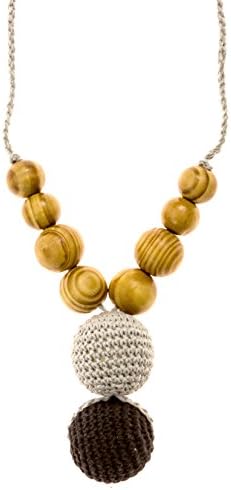 Lil' Teethers HandMade Nursing &amp; Teething Necklace made of Natural, Safe, Untreated Wood and Crochet Knit - Offers Teething Relief for Baby and a Stylish Teething Necklace for Mom to Wear. Hope