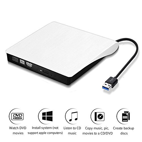 YAHEY External CD Drive, Ultra Slim USB 3.0 CD DVD-RW DVD ROM Drive For High Speed Data Transfer and Laptop Notebook PC Desktop Computer Support Mac OSX, Windows/Vista/7/8/8.1/10 （blue