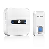 PECHAM Wireless Doorbell Chime Kit Remote Button Operating at 1000ft Range with 55 Chimes LED Indicator