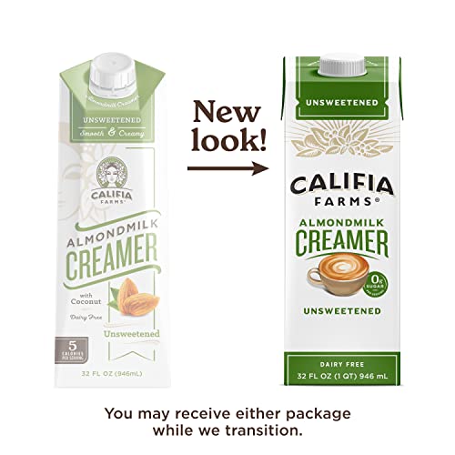 Califia Farms Unsweetened Almond Milk Coffee Creamer, 32 Oz, Dairy