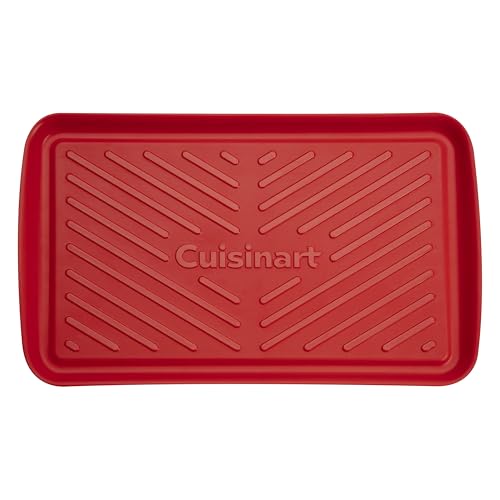 Cuisinart Grilling Prep & Serve Trays, 17x10.5 inch BBQ Tray Safe for Food Handling, 2 Dishwasher Safe Nesting Trays Black & Red, Perfect Grilling Accessories for Cooked & Raw Meat, Fits 6 Burgers