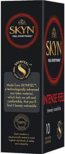 SKYN Intense Feel Condoms Pack of 10 SKYNFEEL Latex Free Condoms for Men Regular Size, Thin, Ribbed and Dotted Straight Shape - Image 5