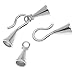 Silver Plated Cone Shaped Hook & Eye Cord Ends - Fits Up To 6.2mm Cord (4 Sets)