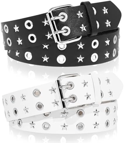 YOGEYOGE Black Studded Belt, 3 Pcs Y2K Belt Star Goth Punk  display picture 2