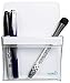 YES4QUALITY Magnetic Pen Holder for Refrigerator with Strong Magnetic Back, Dry Erase Marker Holder Ideal for Whiteboard & Fridge, Clear & White Pencil Cup