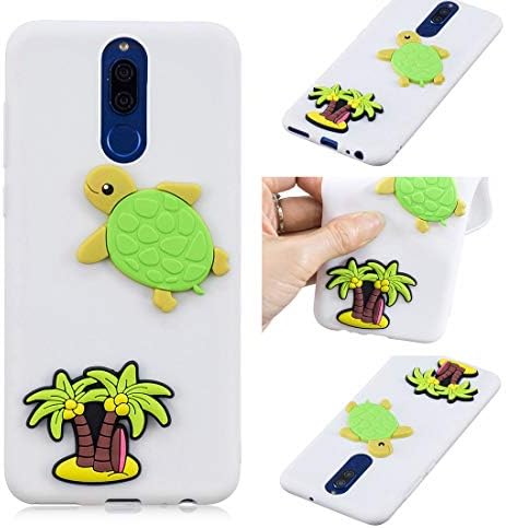 MZBaoLingMeiDongUS Huawei Mate 10 Lite Silicone Case, 3D Cartoon Pattern Design Soft Flexible Slim Fit Gel Rubber Cover,Shockproof Anti-Scratch Protective Case Bumper - Green Turtle & Coconut