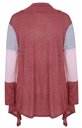 Women's Aztec Open Front Varsity Cardigan Sweaters Office Burgundy S - Thumbnail 4