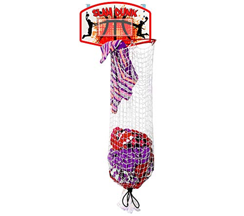 Bundaloo Slam Dunk Basketball Hamper – Over The Door 2 In 1 Hanging Basketball Hoop Or Laundry Hamper Boys & Girls Room…