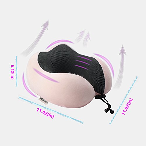 Travel Pillow - Memory Foam Neck Pillow with 360 Head & neck Support Comfortable For Long Flight, Airplane, Train, Reading, Working, Ergonomically (Pink2) - Thumbnail 4
