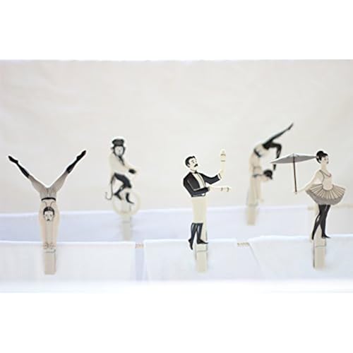 Pegzini Family Circus Vintage Décor Clothespins, Set of Five Old Fashion Look Laundry Pins, by Monkey Business Home & Kitchen, Storage & Organization, Laundry Storage & Organization, Clothes Pins